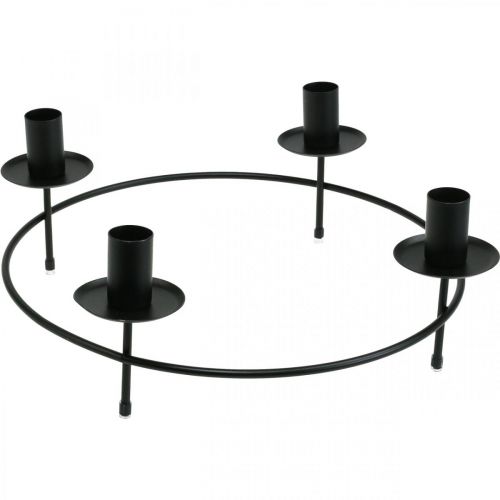 Prodotto Anello per candele, candele a bastoncino, portacandele, nero, Ø33,5 cm, H11 cm, 2 pezzi