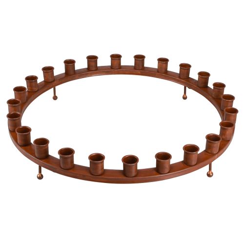 Anello portacandele per 24 candele a bastoncino candeliere in metallo marrone 43 cm