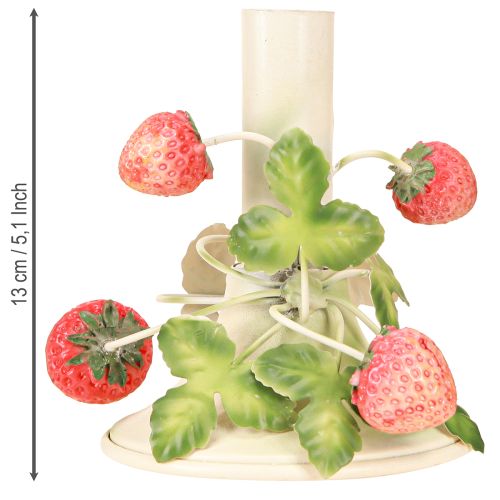 Prodotto Portacandela in metallo decorazione fragola estate crema H13cm