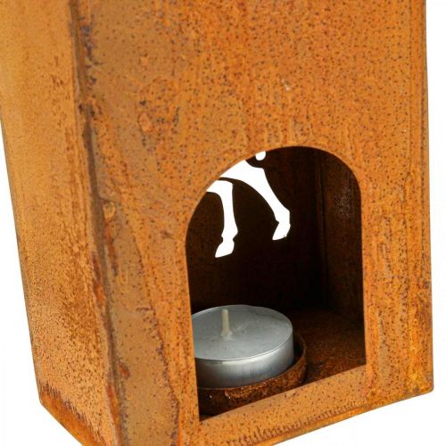 Floristik24 Portacandela Candela natalizia cervo patina 35x11cm