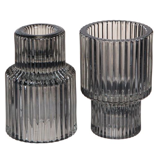 Prodotto Portacandele in vetro portacandele grigio H8cm 4 pz