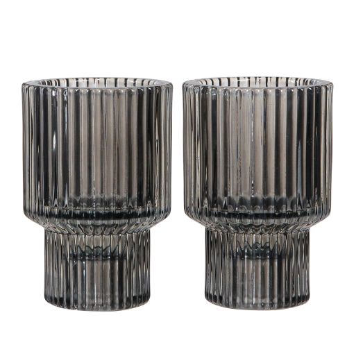 Prodotto Portacandele in vetro portacandele grigio H8cm 4 pz