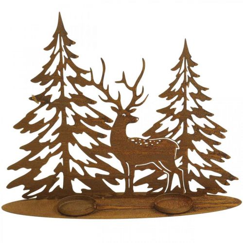 Floristik24 Decorazione finestra candelabro cervo nella foresta decorazione ruggine 38x30cm