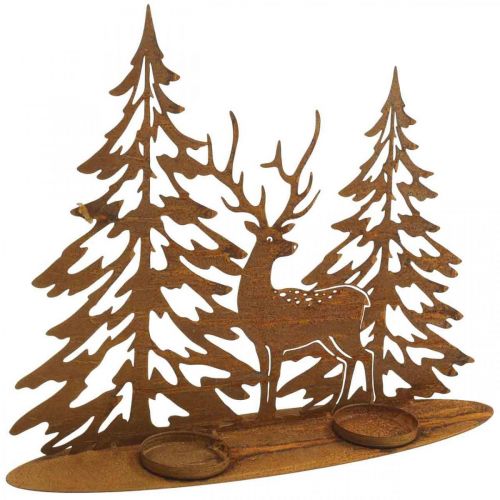 Floristik24 Decorazione finestra candelabro cervo nella foresta decorazione ruggine 38x30cm