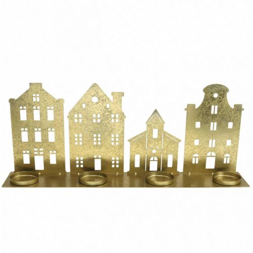 Floristik24 Candeliere Luci di Natale Case Deco Oro 52×12cm