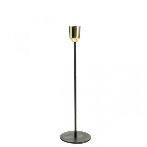Portacandele oro / nero, candeliere in metallo H29cm Ø2,2cm