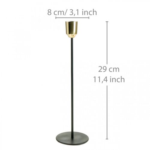 Prodotto Portacandele oro / nero, candeliere in metallo H29cm Ø2,2cm