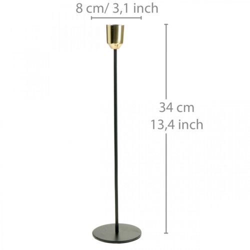 Prodotto Candeliere, portacandele in metallo, dorato / nero H33.5cm Ø2.2cm