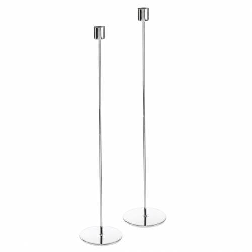 Floristik24 Set di candelieri in metallo per candele argento Ø2.2cm H31cm 2pz