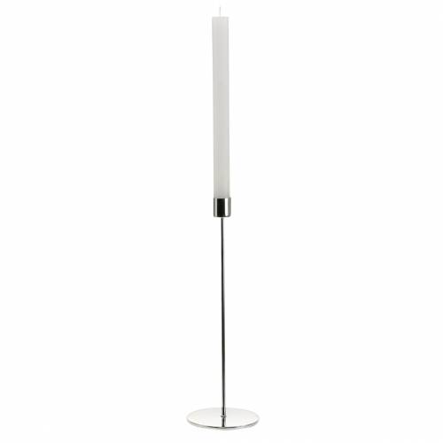 Prodotto Set portacandele in metallo per candele coniche argento Ø2.2cm H28cm 2 pezzi