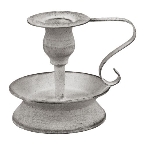 Prodotto Candeliere in metallo con manico bianco grigio 12,5 cm