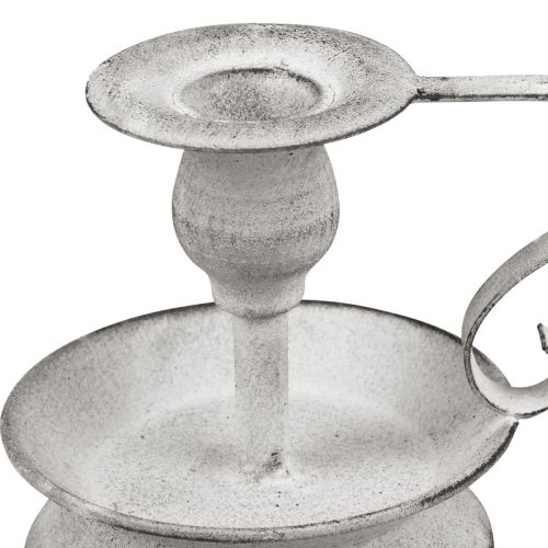 Prodotto Candeliere in metallo con manico bianco grigio 12,5 cm