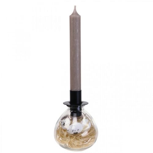 Floristik24 Candeliere Candeliere Nero Vetro Decorazione Pasquale H11cm