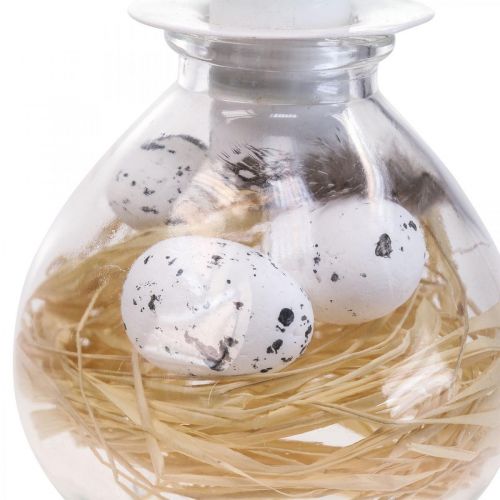 Floristik24 Candeliere Candeliere Bianco Vetro Decorazione Pasquale H11cm