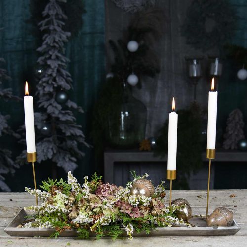 Floristik24 Candeliere portacandele a bastoncino decorativo in metallo dorato Ø10cm H20cm