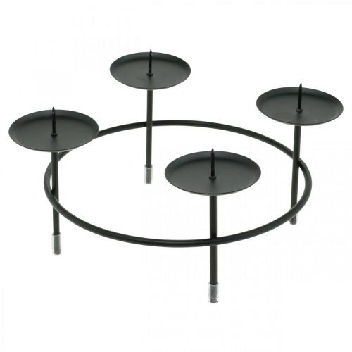 Prodotto Candeliere per 4 candele Corona dell&#39;Avvento in metallo nero Ø18,5 cm 2 pezzi