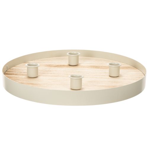 Vassoio rotondo in legno per quattro candele affusolate, 30 cm acquistare | Floristik24.it