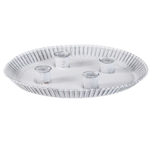 Floristik24 Stampo per torta piatto candela con 4 portacandele bianco Ø25cm
