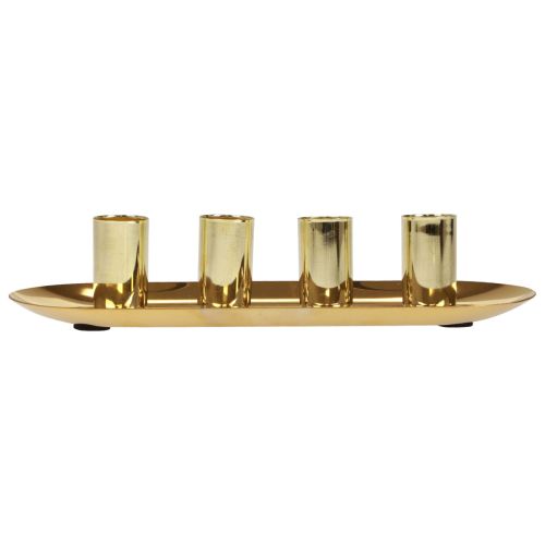 Prodotto Portacandele in metallo con portacandele dorato 23x9x4,5 cm
