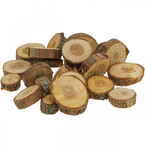Floristik24 Dischi di legno deco spruzza legno di pino rotondo Ø3-4cm 500g