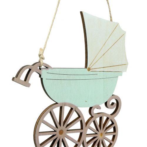 Floristik24 Carrozzina Decorazione da appendere rosa / blu 16,5 cm x 15 cm 6 pezzi