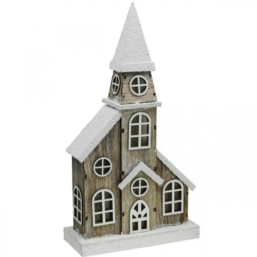 Floristik24 Chiesa di legno della casa della luce Chiesa di legno della chiesa di Natale H45cm