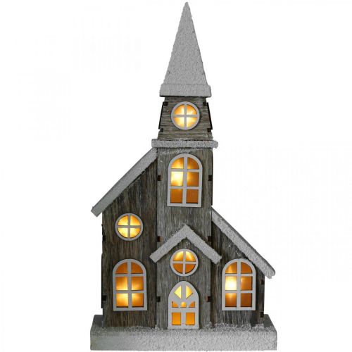 Floristik24 Chiesa di legno della casa della luce Chiesa di legno della chiesa di Natale H45cm