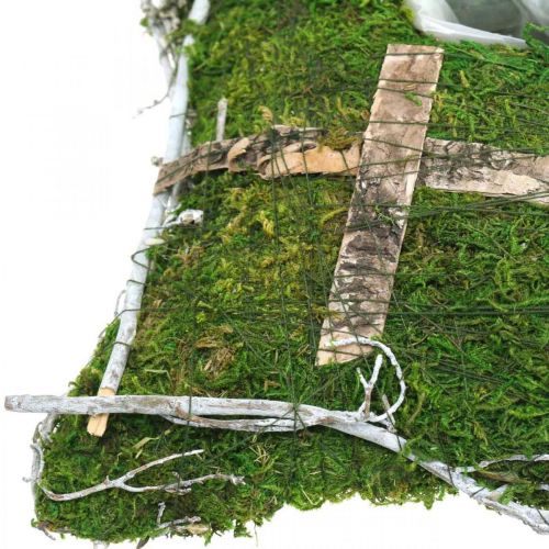 Floristik24 Cuscino muschio e viti con croce per sistemazione tomba 25x25cm