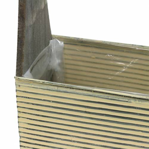Floristik24 Fioriera con manico crema, metallo bianco legno grigio lavato 30 × 12,5 cm / 28 × 12 cm set di 2