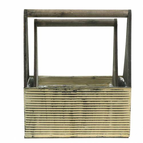 Floristik24 Fioriera con manico crema, metallo bianco legno grigio lavato 30 × 12,5 cm / 28 × 12 cm set di 2