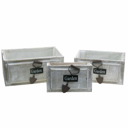 Fioriera scatola di legno Giardino bianco 32/27/22cm 3 pezzi