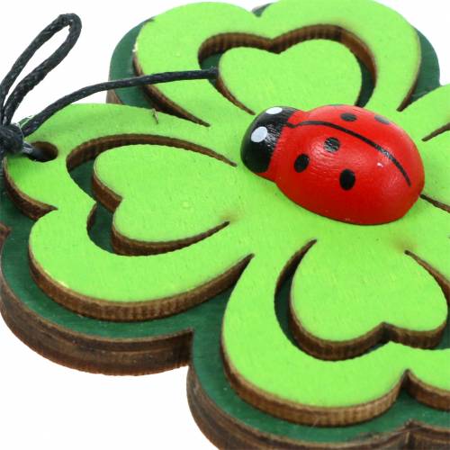 Prodotto Foglia di trifoglio con scarabeo da appendere verde 7 cm 6 pz