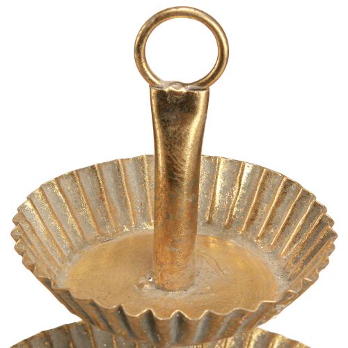 Prodotto Alzatina per torta piccola in metallo a 2 livelli oro antico Ø13cm H16,5cm