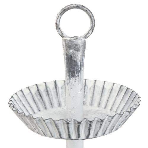 Floristik24 Alzata per torta Shabby Chic in metallo bianco 2 piani Ø16,5 cm