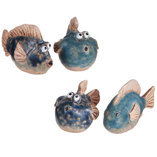 Floristik24 Piccoli pesci divertenti decorazioni in ceramica blu assortiti 6-9 cm 4 pz