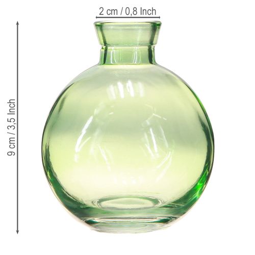 Prodotto Piccoli vasi in vetro, mini vasi a bulbo, verde, Ø7,5cm, H9cm, 6 pezzi