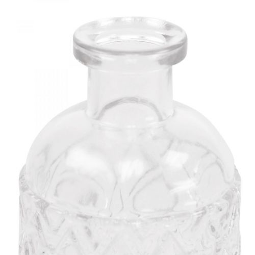 Floristik24 Vaso piccolo in vetro con motivo a rombi in vetro trasparente H12,5 cm 6 pezzi