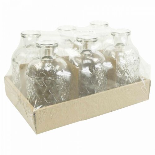 Floristik24 Vaso piccolo in vetro con motivo a rombi in vetro trasparente H12,5 cm 6 pezzi