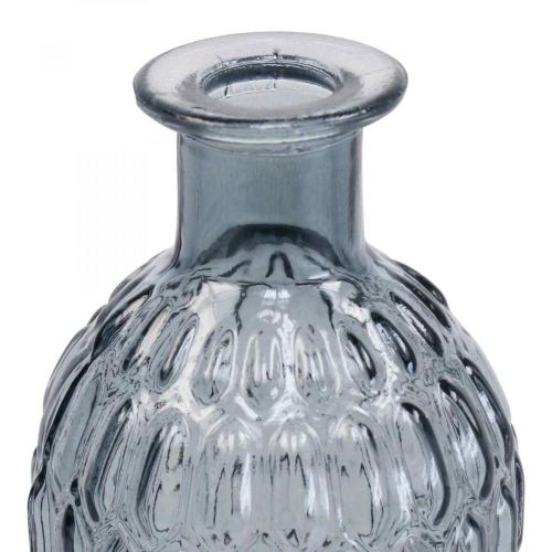 Prodotto Vaso piccolo in vetro vaso vetro a nido d&#39;ape blu grigio H20cm 6pz