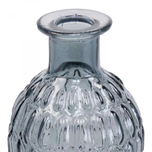 Floristik24 Vaso piccolo in vetro vaso vetro a nido d&#39;ape blu grigio H20cm 6pz