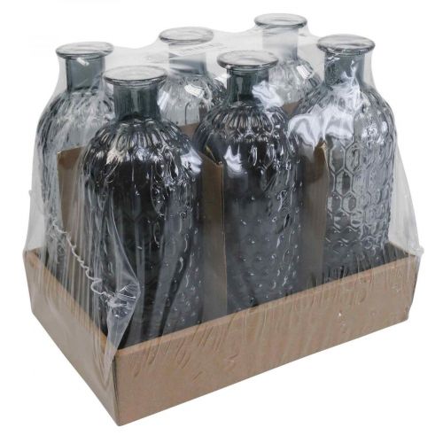 Floristik24 Vaso piccolo in vetro vaso vetro a nido d&#39;ape blu grigio H20cm 6pz