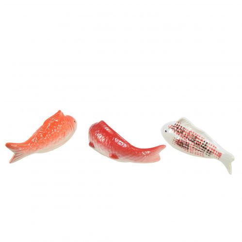 Prodotto Pesce decorativo Koi in ceramica rosso bianco galleggiante 15 cm 3 pezzi