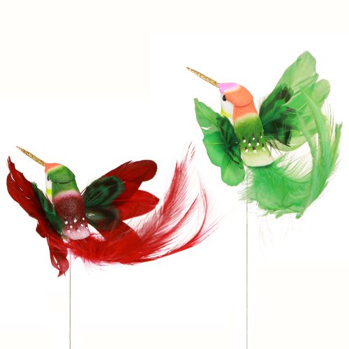 Prodotto Decorazione colibrì su bastoncino turchese bordeaux 13-15 cmx9-10 cm 6 pz