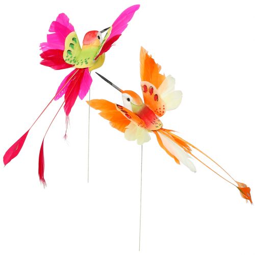 Floristik24 Colibrì sul filo per collegare rosa, arancione 17 cm 6 pezzi