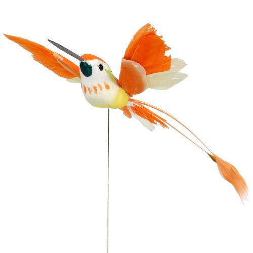 Floristik24 Colibrì sul filo per collegare rosa, arancione 17 cm 6 pezzi