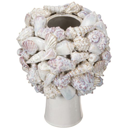 Prodotto Vaso in ceramica con conchiglie – Busto decorativo mediterraneo per piante e fiori 25 cm