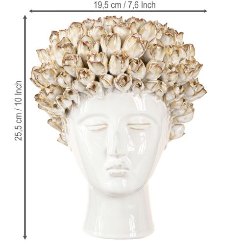 Prodotto Vaso Testa Vaso Ceramica con Rose Bianco Marrone Ø19cm H2.5cm