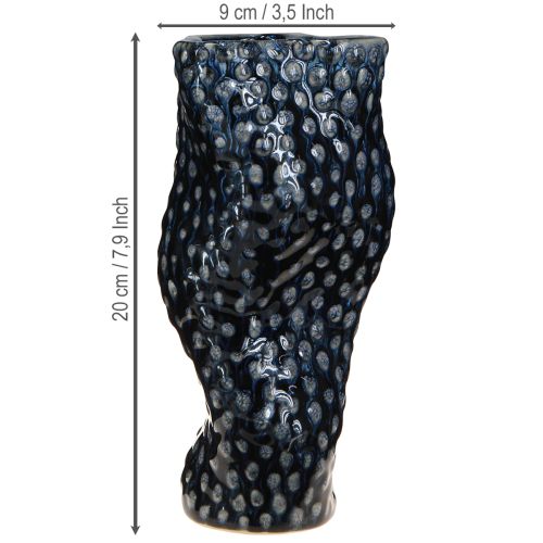 Prodotto Vaso decorativo corallo in ceramica blu beige curvo H20cm