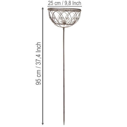 Prodotto Cesto da giardino in metallo, oggetto decorativo in stile vintage per un elegante utilizzo all'aperto, 95 cm