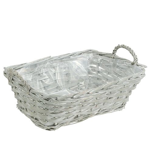 Floristik24 Cestino quadrato grigio 29 cm x 23 cm H10 cm 1p